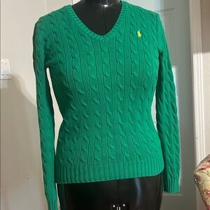 Ralph Lauren Green Cable Knit Sweater